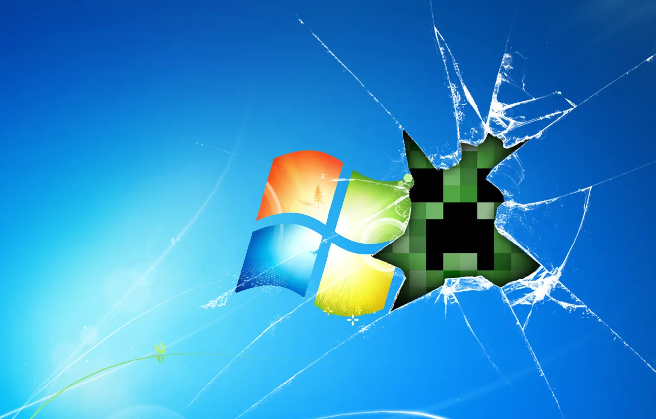 Photo wallpaper glass, the game, Desk, windows, game, minecraft