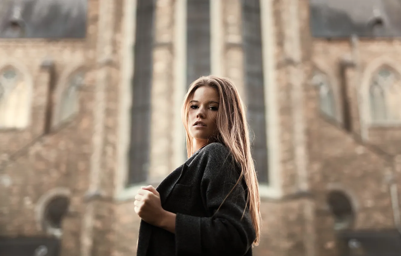 Photo wallpaper look, girl, face, background, model, clothing, hair, cutie