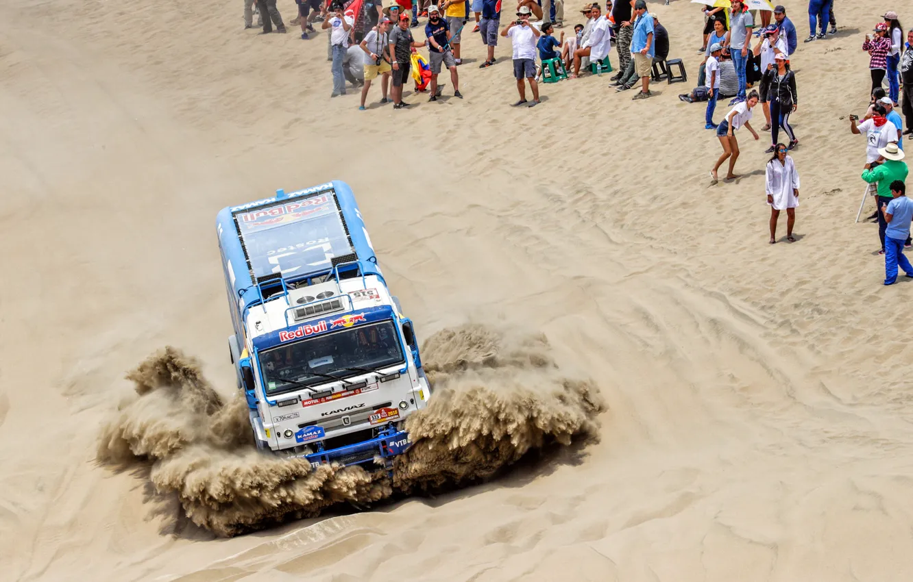 Photo wallpaper Sand, Sport, People, Truck, Race, Master, Russia, Kamaz