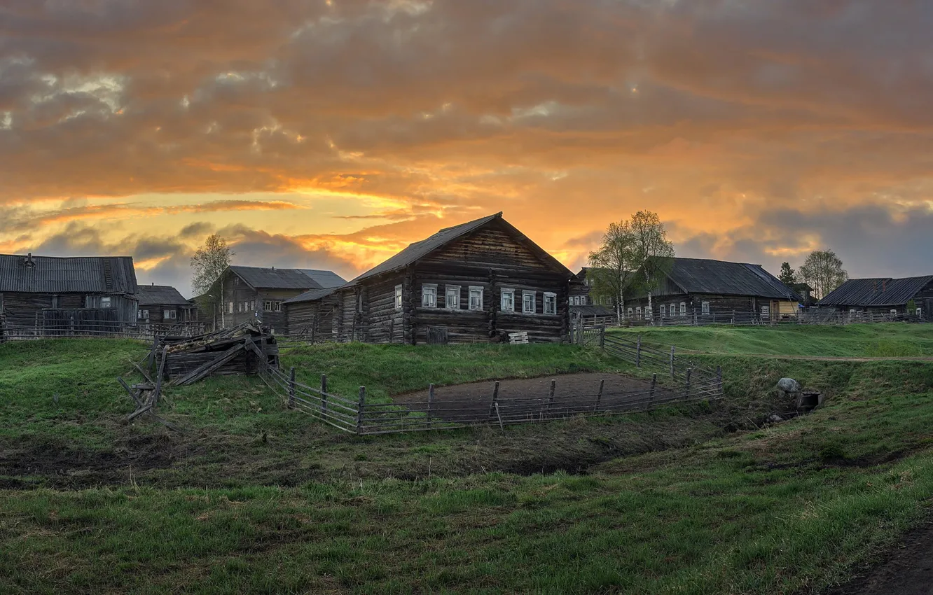 Photo wallpaper village, Arkhangelsk oblast, Kimzha