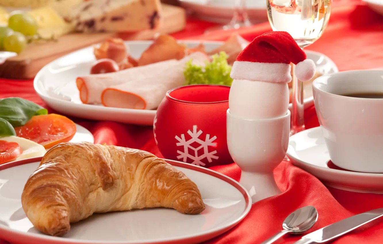 Photo wallpaper table, holiday, coffee, Breakfast, New Year, Christmas, Happy New Year, food
