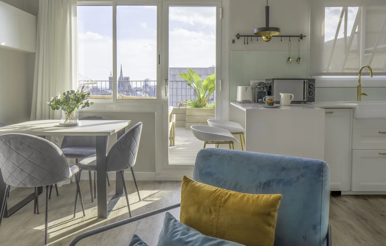 Photo wallpaper design, style, interior, kitchen, balcony, dining room