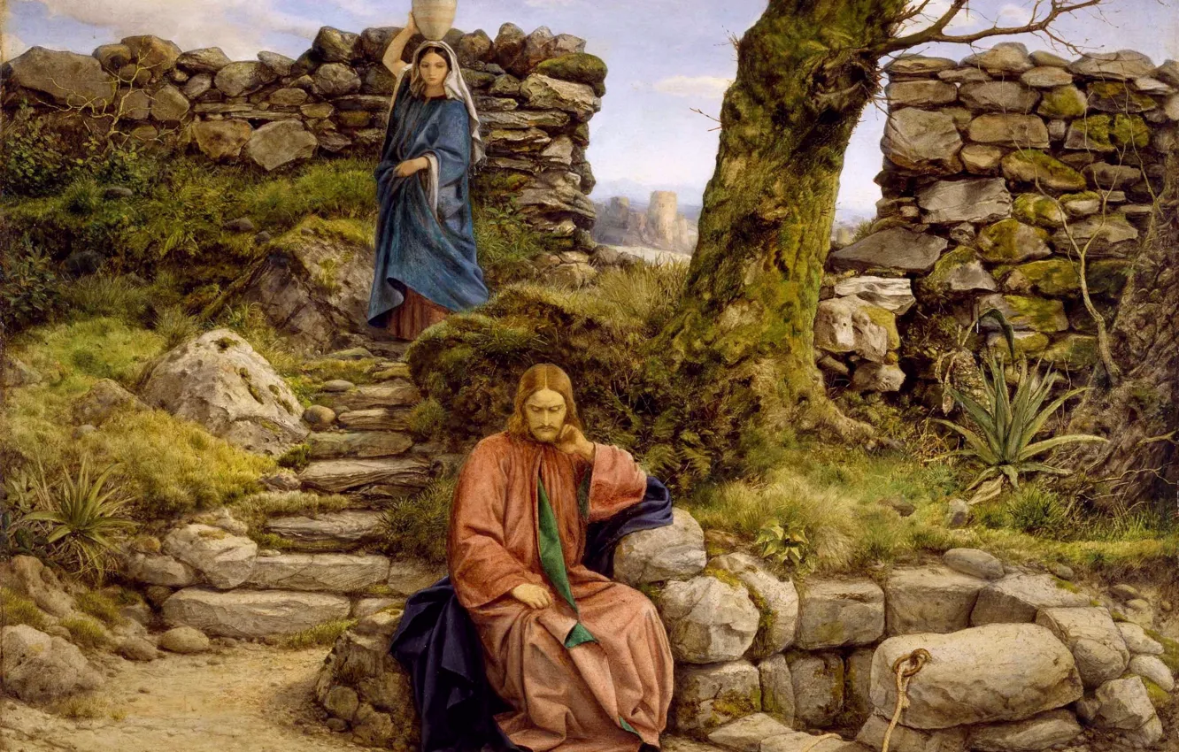 Photo wallpaper 1860, Christ and the Samaritan woman, William Dyce