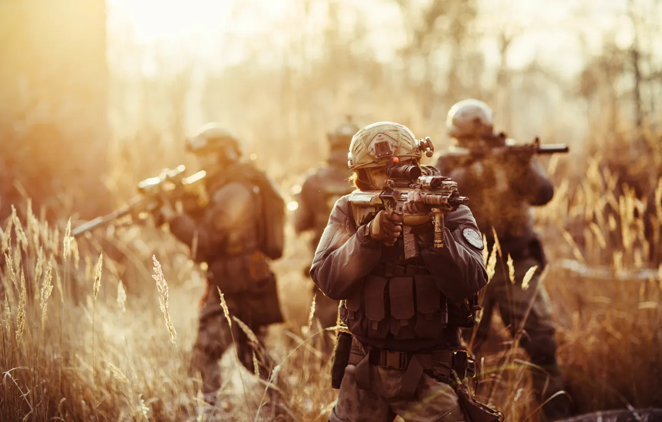 Photo wallpaper soldiers, machine, equipment, soldiers, armed forces, armed forces, Tactical training, Tactical training