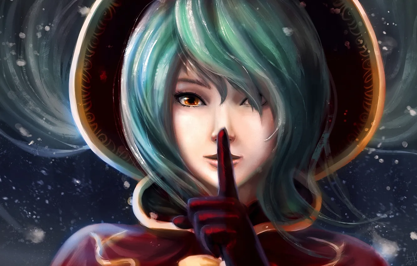 Photo wallpaper girl, face, art, fingers, League of Legends, sona
