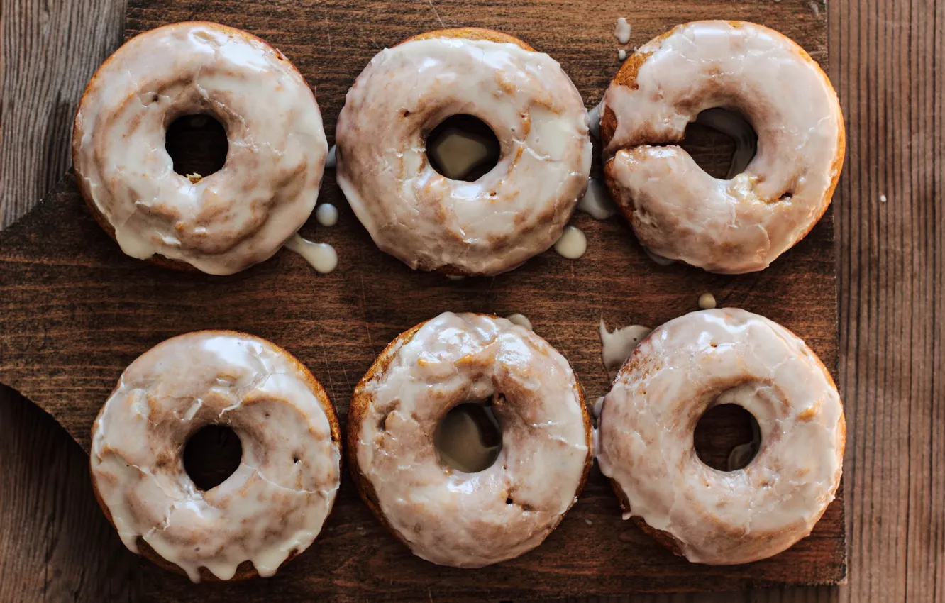 Photo wallpaper tea, coffee, sweets, donuts, muffin, cakes, glaze, sweets