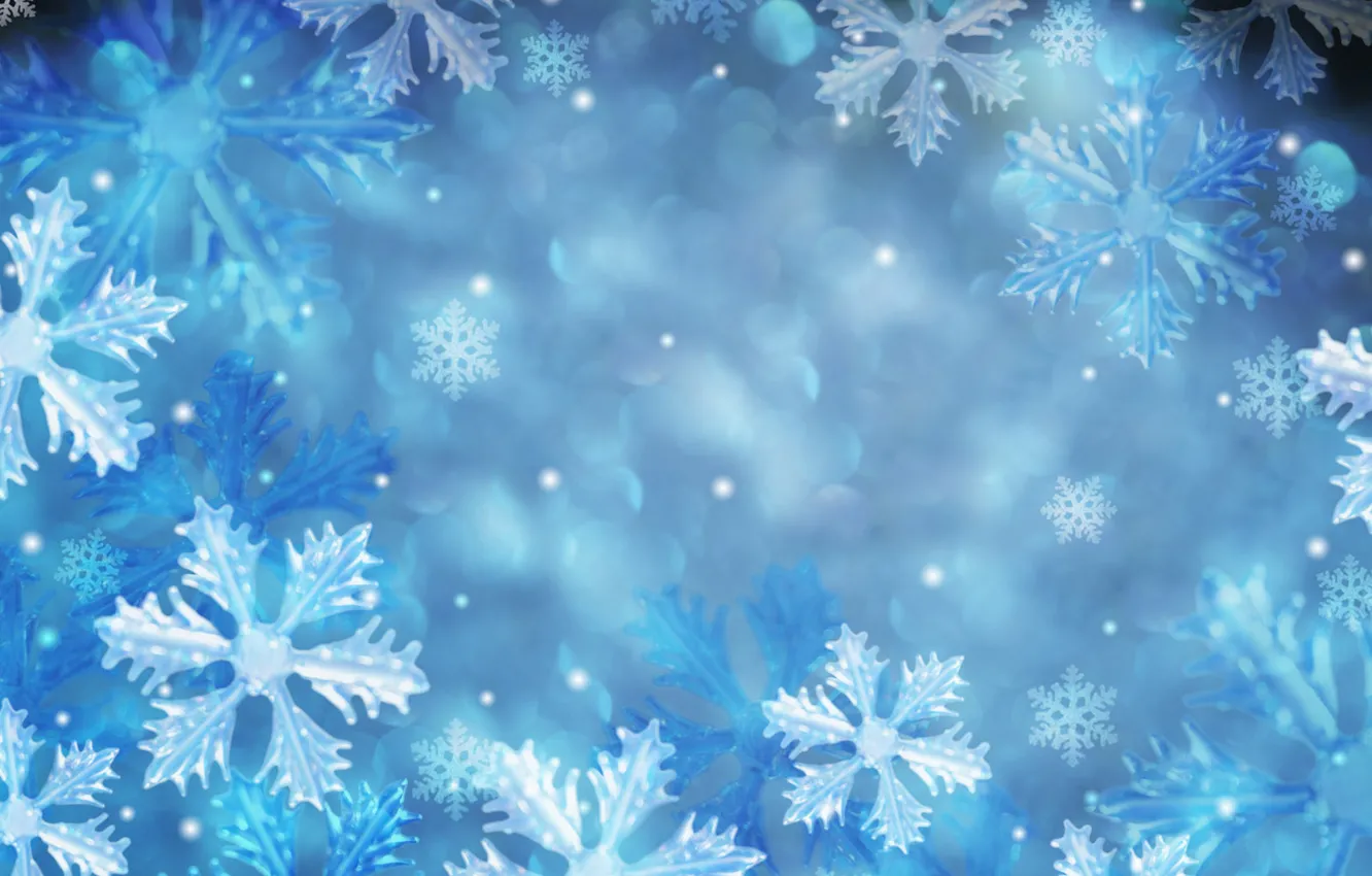 Photo wallpaper snowflakes, blue, patterns