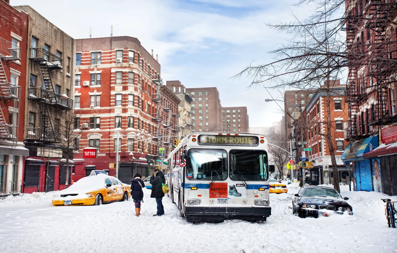 Photo wallpaper winter, snow, new York, winter, new york, snow, usa, nyc
