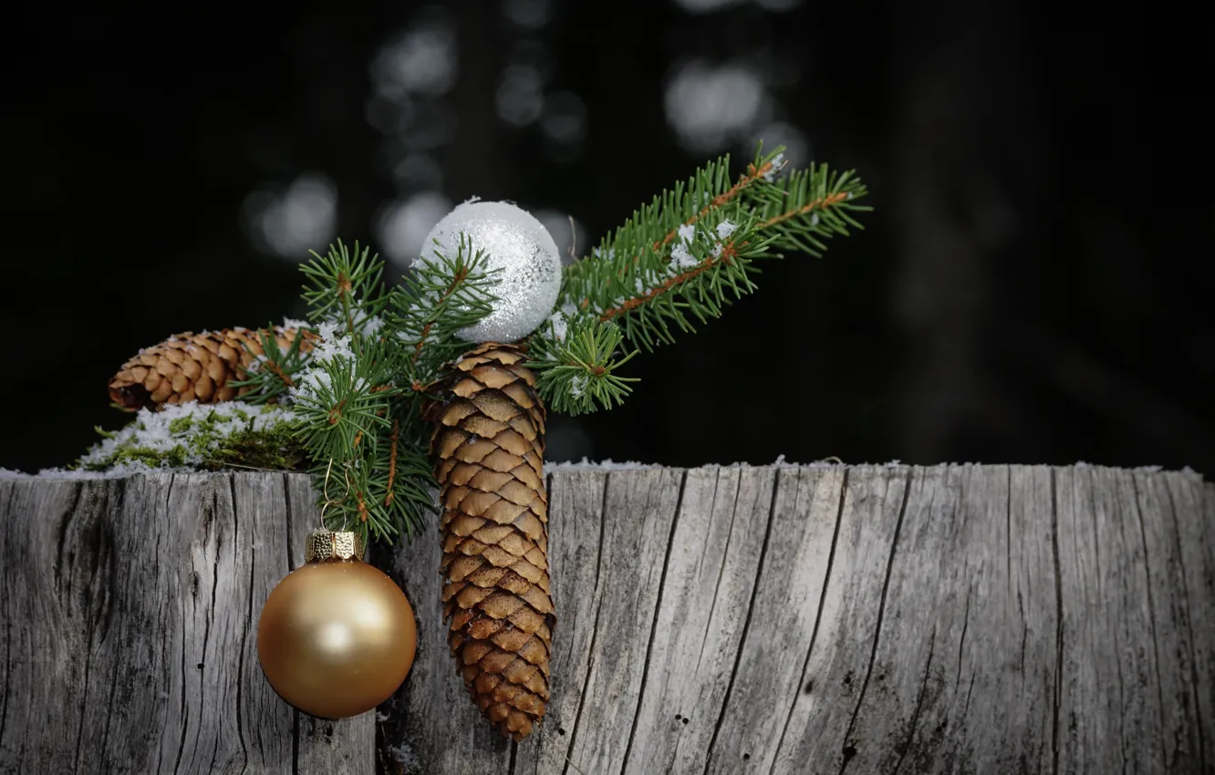 Photo wallpaper balls, new year, Christmas, bump