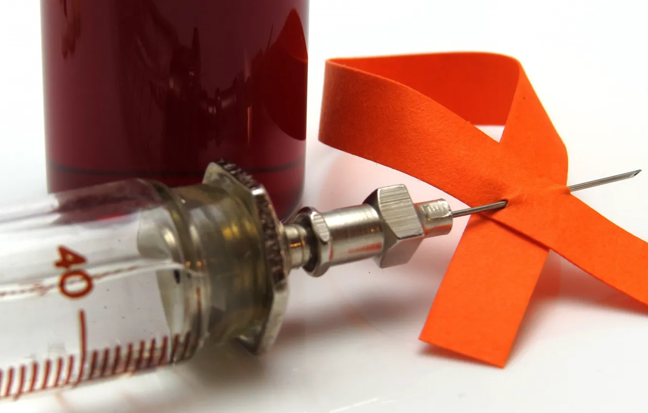 Photo wallpaper symbol, a shot, syringe, ribbon