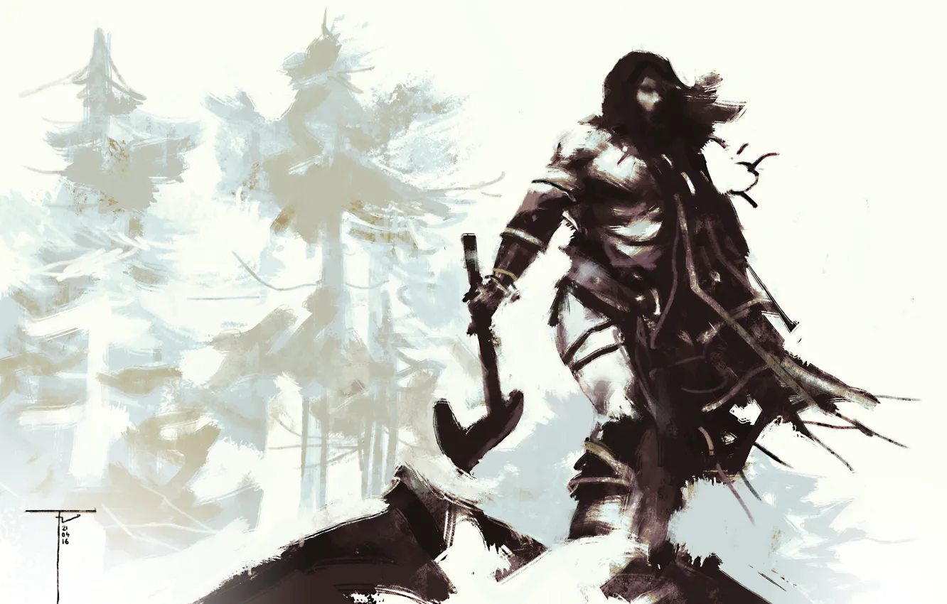 Photo wallpaper background, warrior, axe