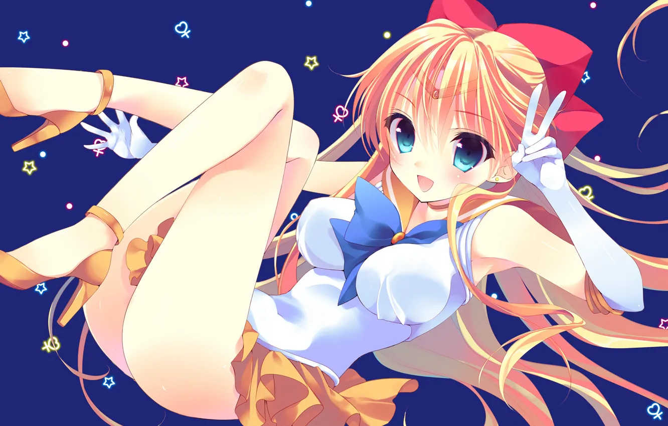 Photo wallpaper girl, sexy, long hair, boobs, anime, beautiful, pretty, blonde