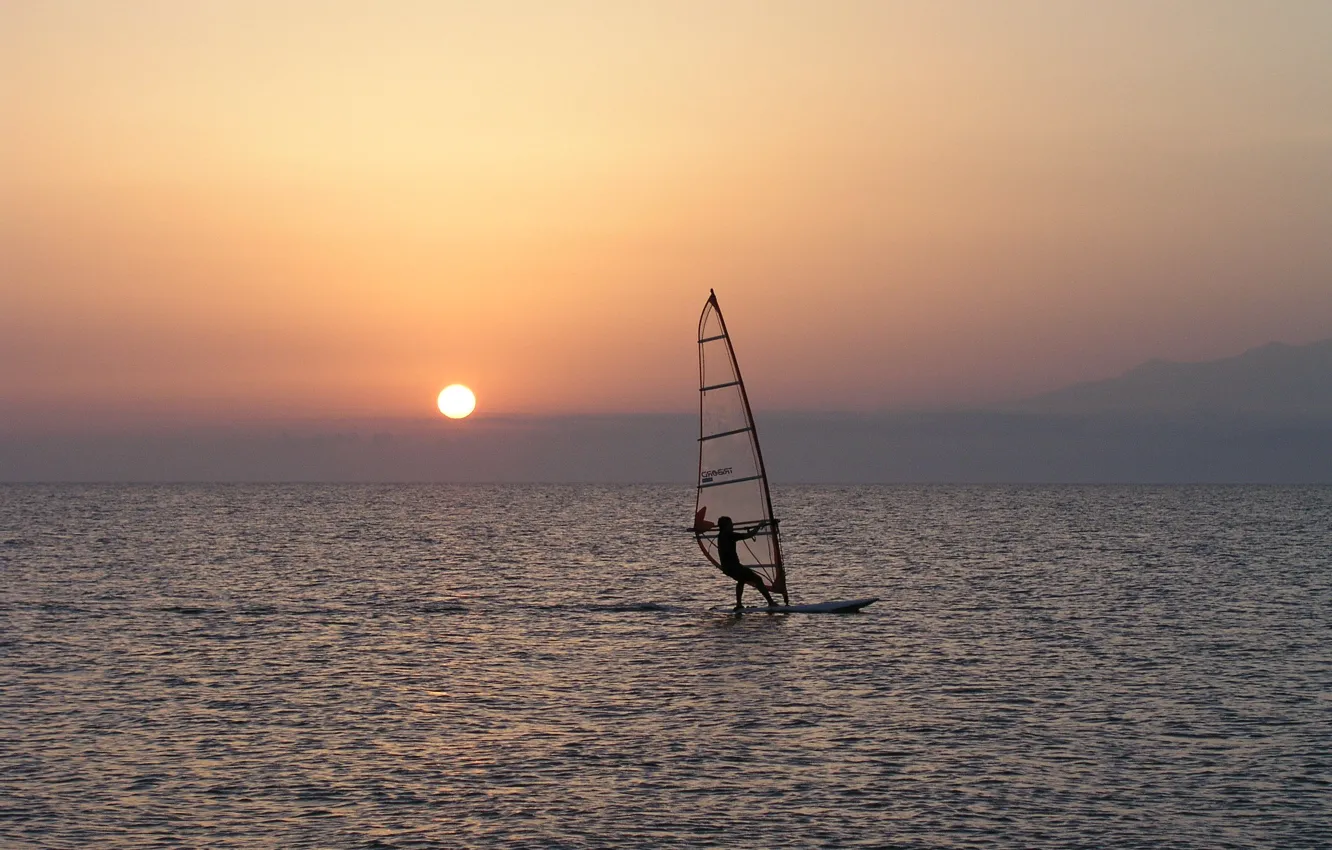 Photo wallpaper sea, sunset, windsurfing, Cabo de Gata