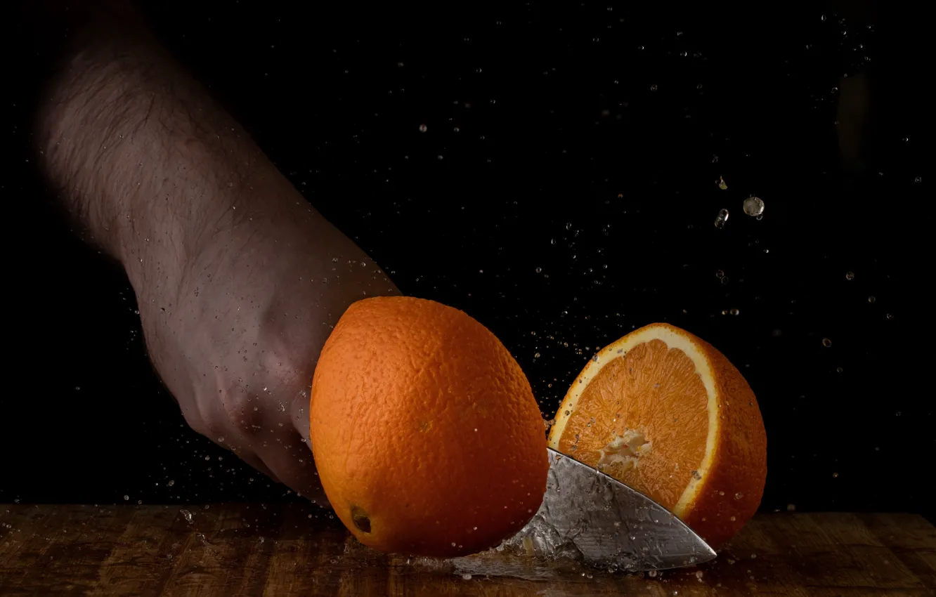 Photo wallpaper orange, knife, chop chop