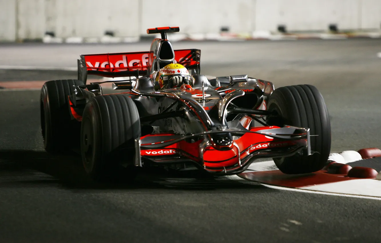 Photo wallpaper night, McLaren, track, 2008, Singapore, formula 1, pilot, Formula 1