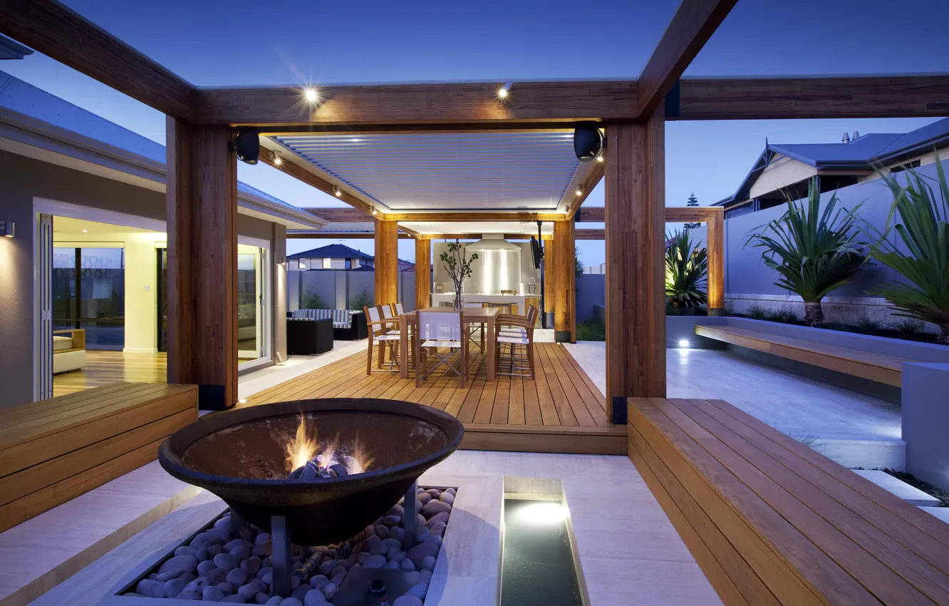 Photo wallpaper table, room, sofa, chair, interior, fire., home