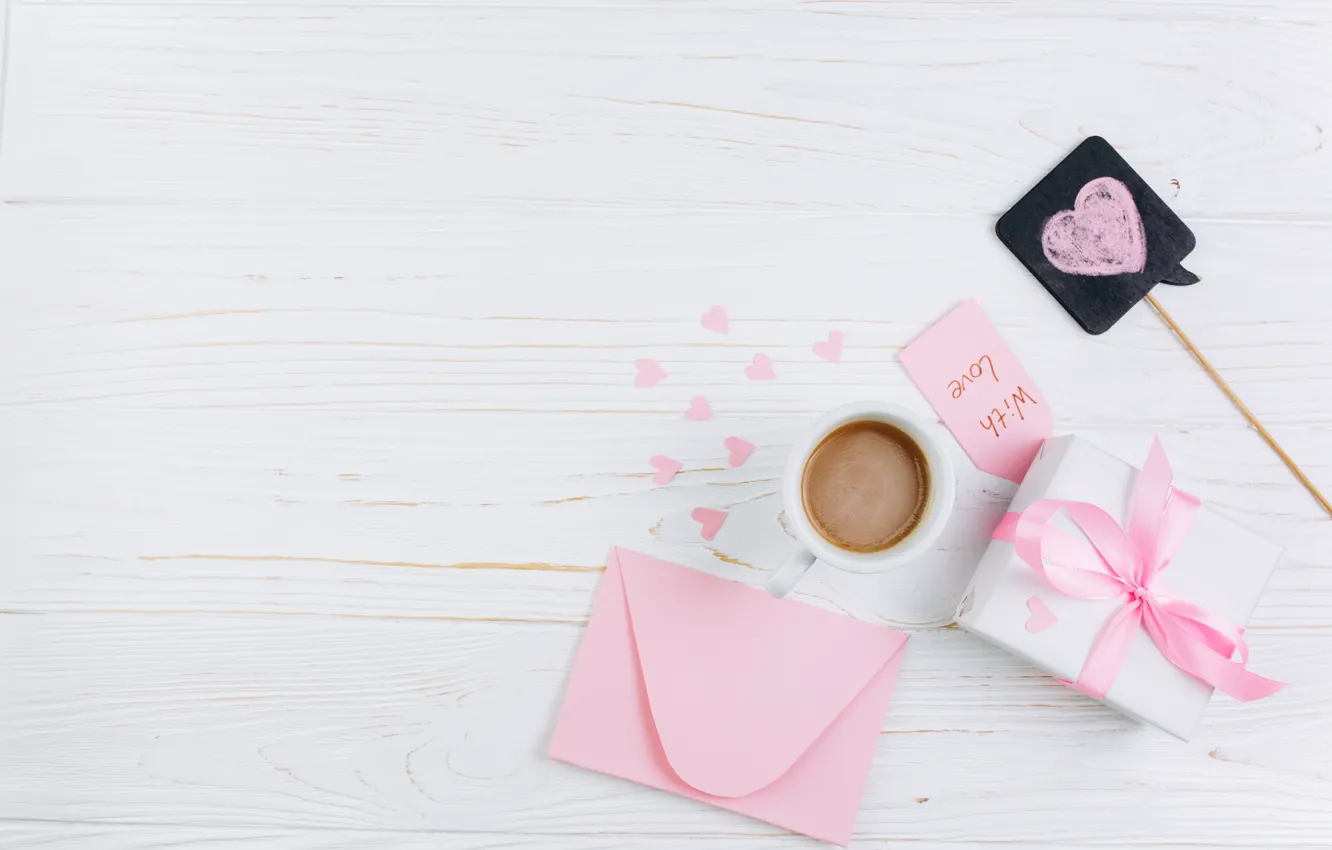 Photo wallpaper letter, holiday, gift, coffee, the envelope