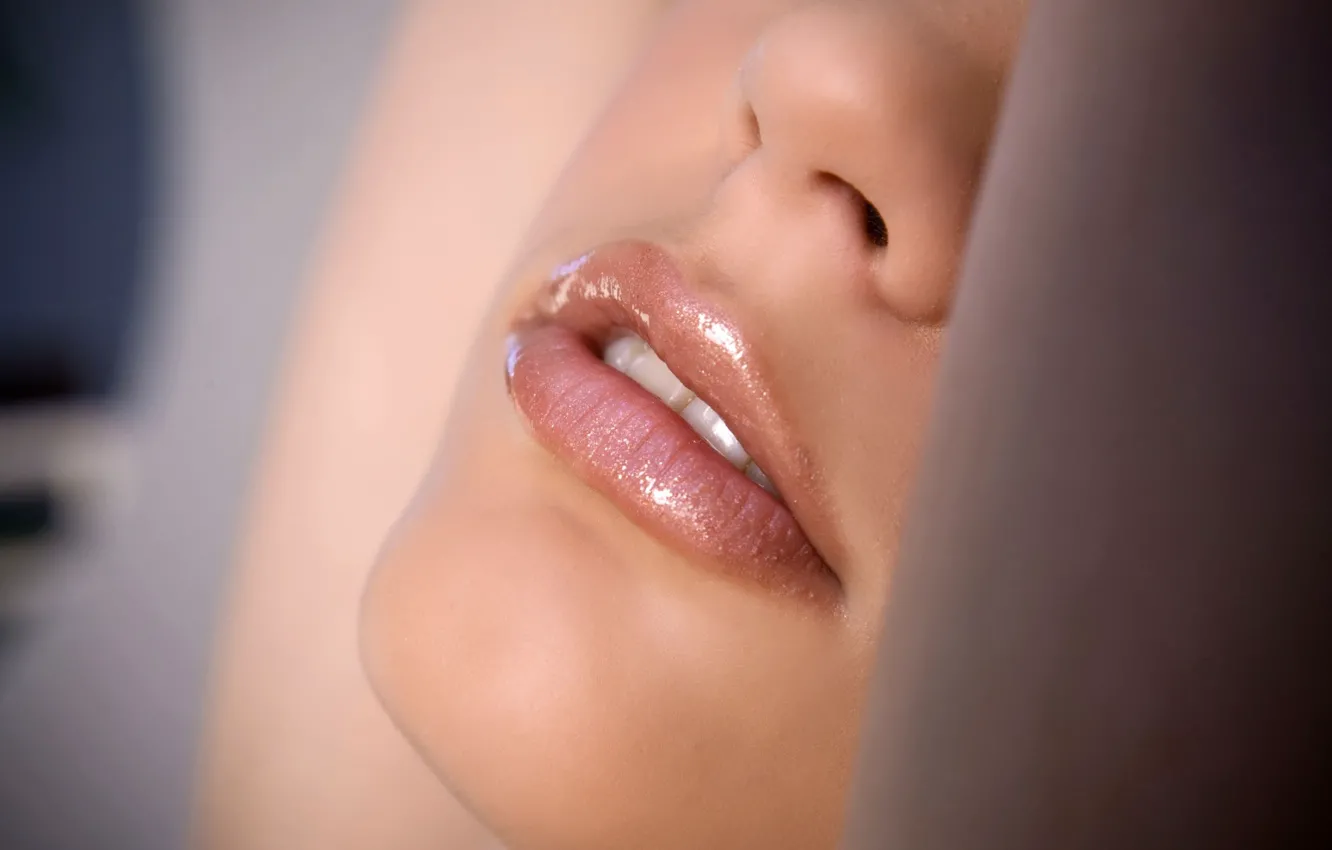 Photo wallpaper macro, mouth, lips