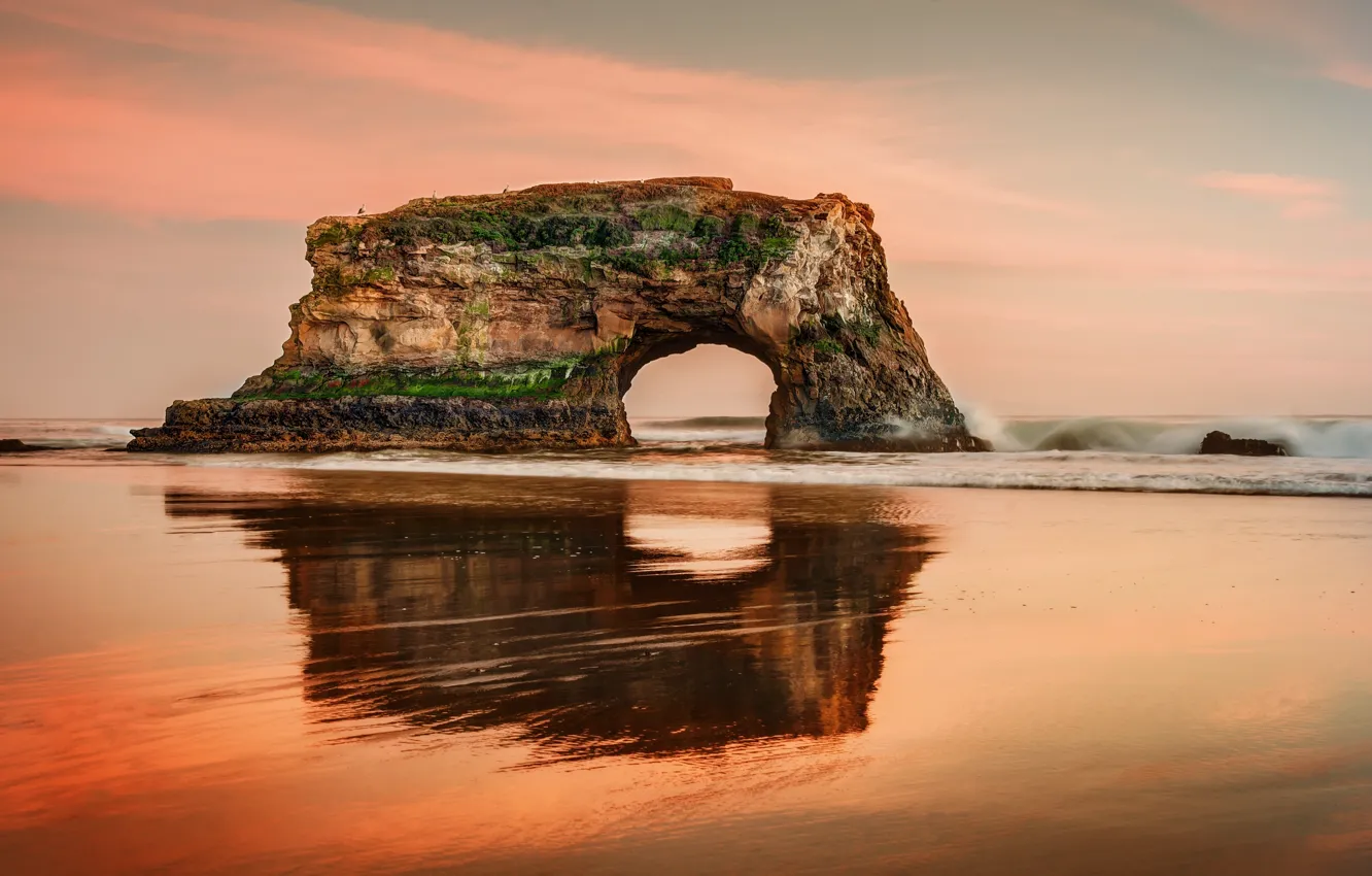 Photo wallpaper sea, rock, CA, California, Santa Cruz, Santa Cruz