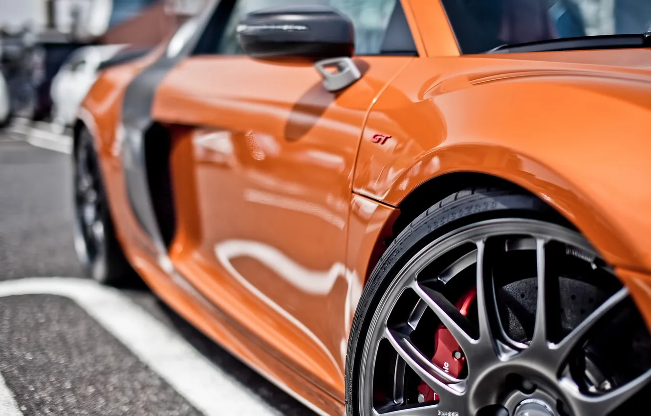 Photo wallpaper orange, Audi, Audi, tuning, blur, drives, side