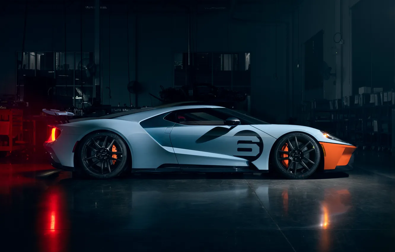Photo wallpaper Ford, supercar, Ford GT, Ford, Supercar, 2020, Ford GT Gulf Racing Heritage Edition