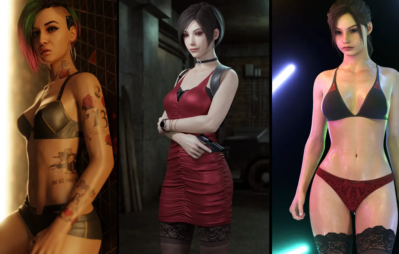 Photo wallpaper Resident Evil, Ada Wong, Claire Redfield, Resident evil 2, Judy Alvarez, Cyberpunk2077