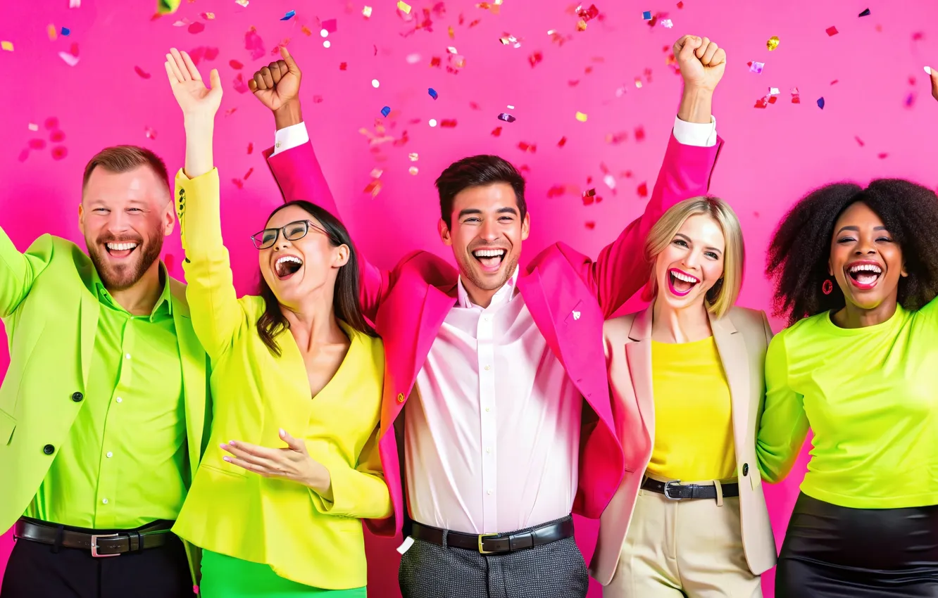 Photo wallpaper joy, success, employees, colleagues