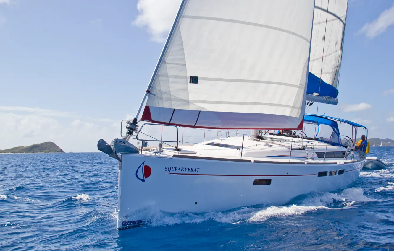 Photo wallpaper sea, the wind, yacht, sail