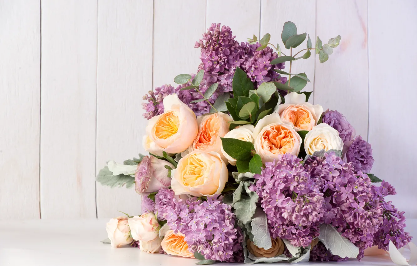 Photo wallpaper roses, bouquet, lilac