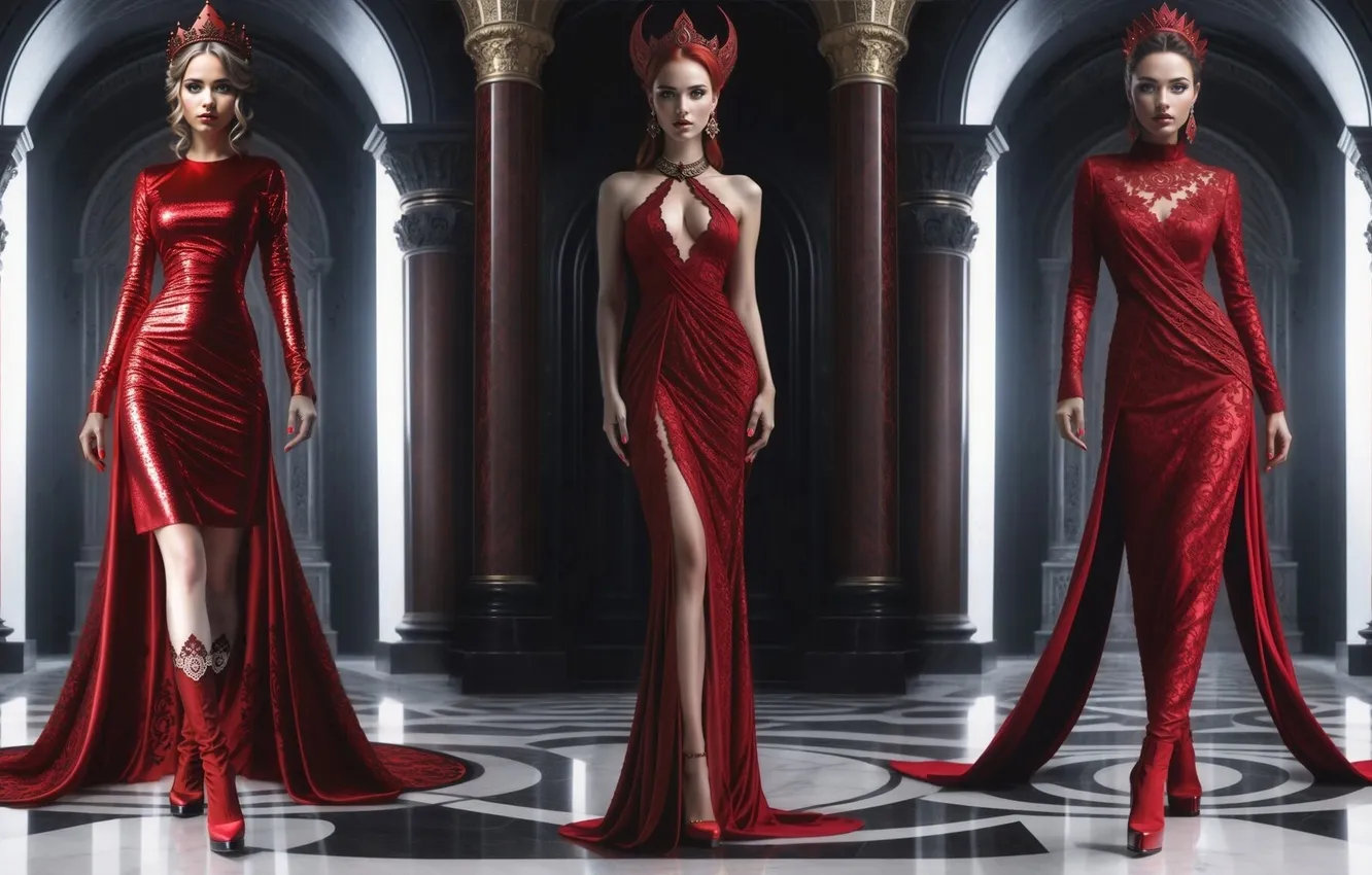 Photo wallpaper girl, style, trio