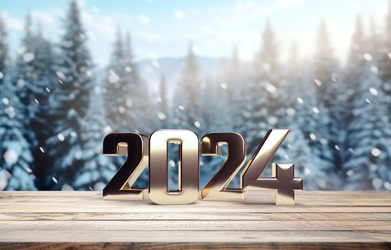 Photo wallpaper winter, snow, tree, New Year, Christmas, figures, silver, new year