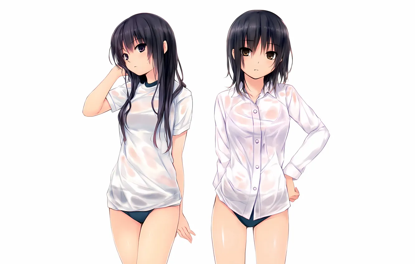 Photo wallpaper sexy, wet, long hair, girls, anime, beautiful, short hair, pretty