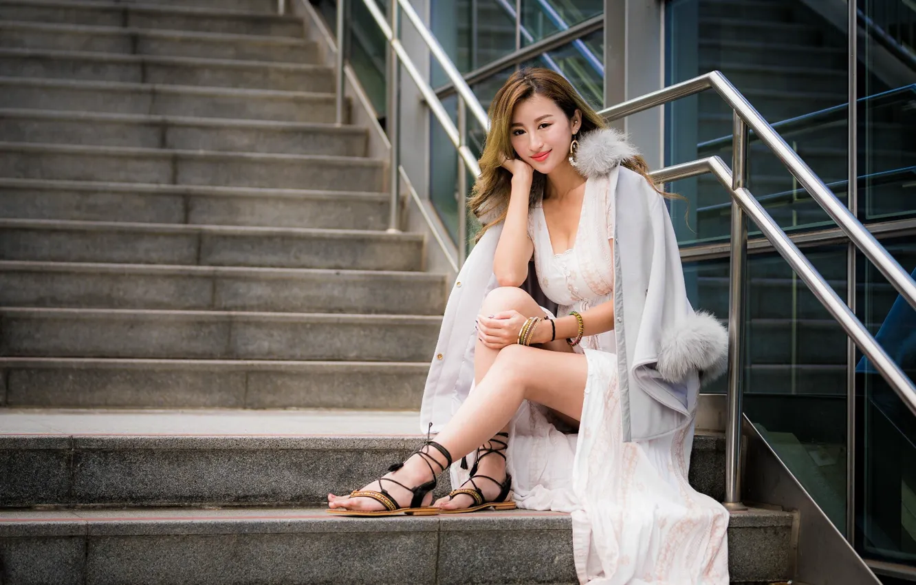 Photo wallpaper look, decoration, pose, smile, stage, Asian, smile, big Breasts