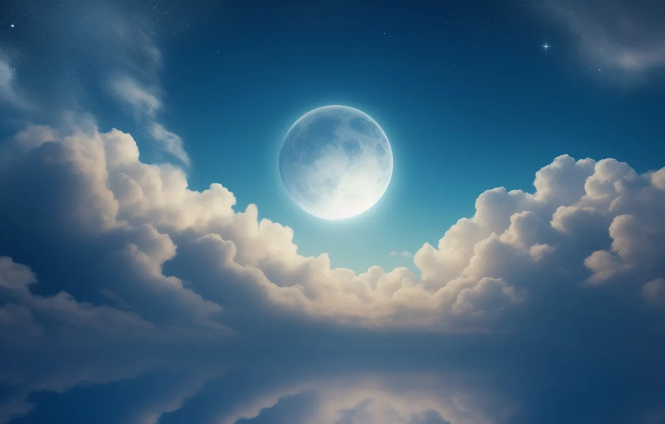 Photo wallpaper white, the sky, stars, clouds, light, night, blue, background