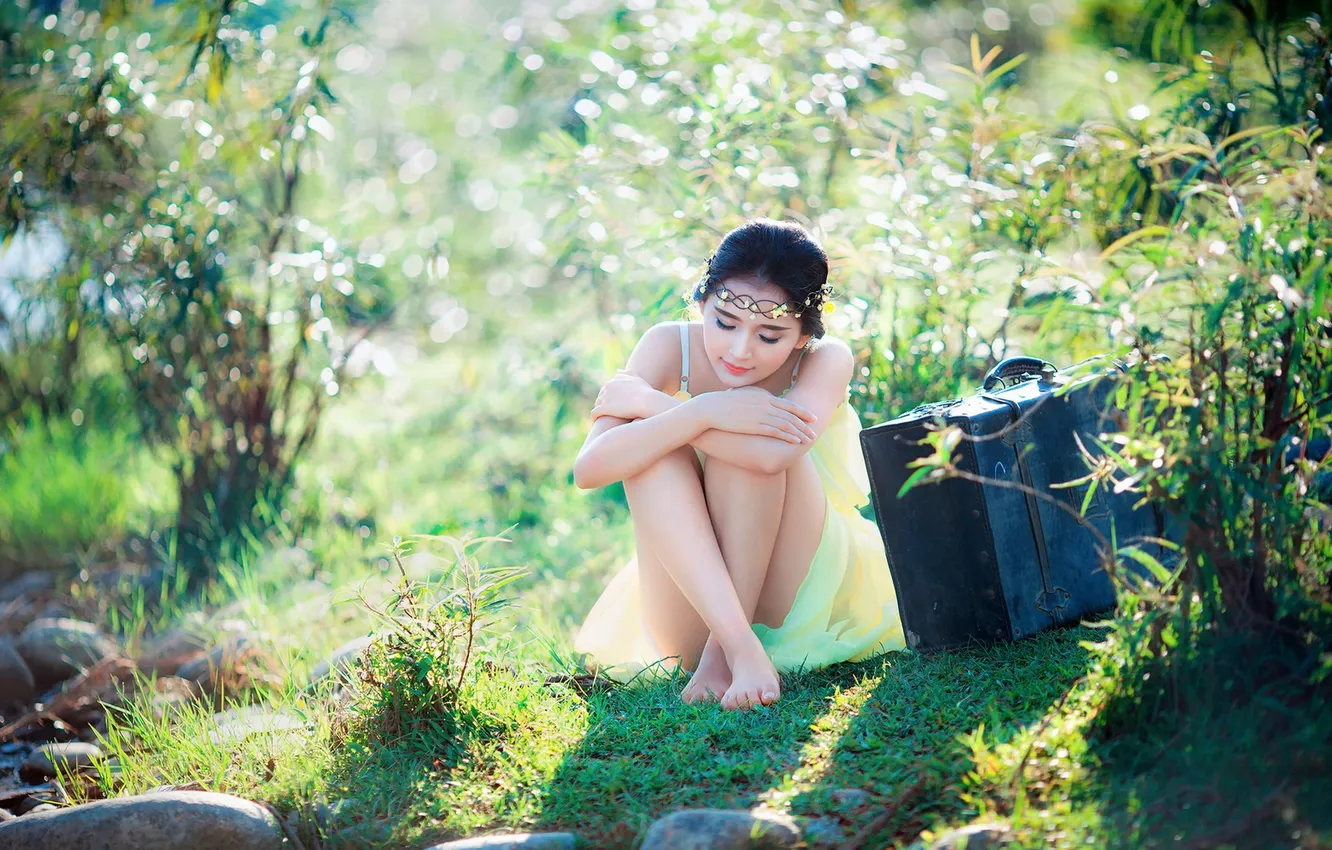 Photo wallpaper girl, pose, background