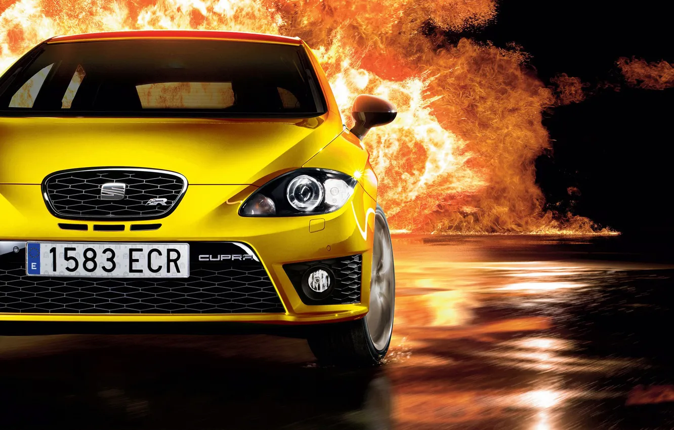 Photo wallpaper yellow, Leon, Seat, cuprar