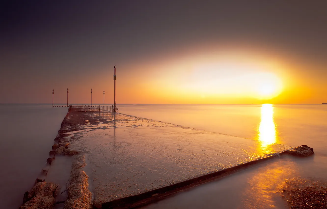 Photo wallpaper sea, landscape, sunset