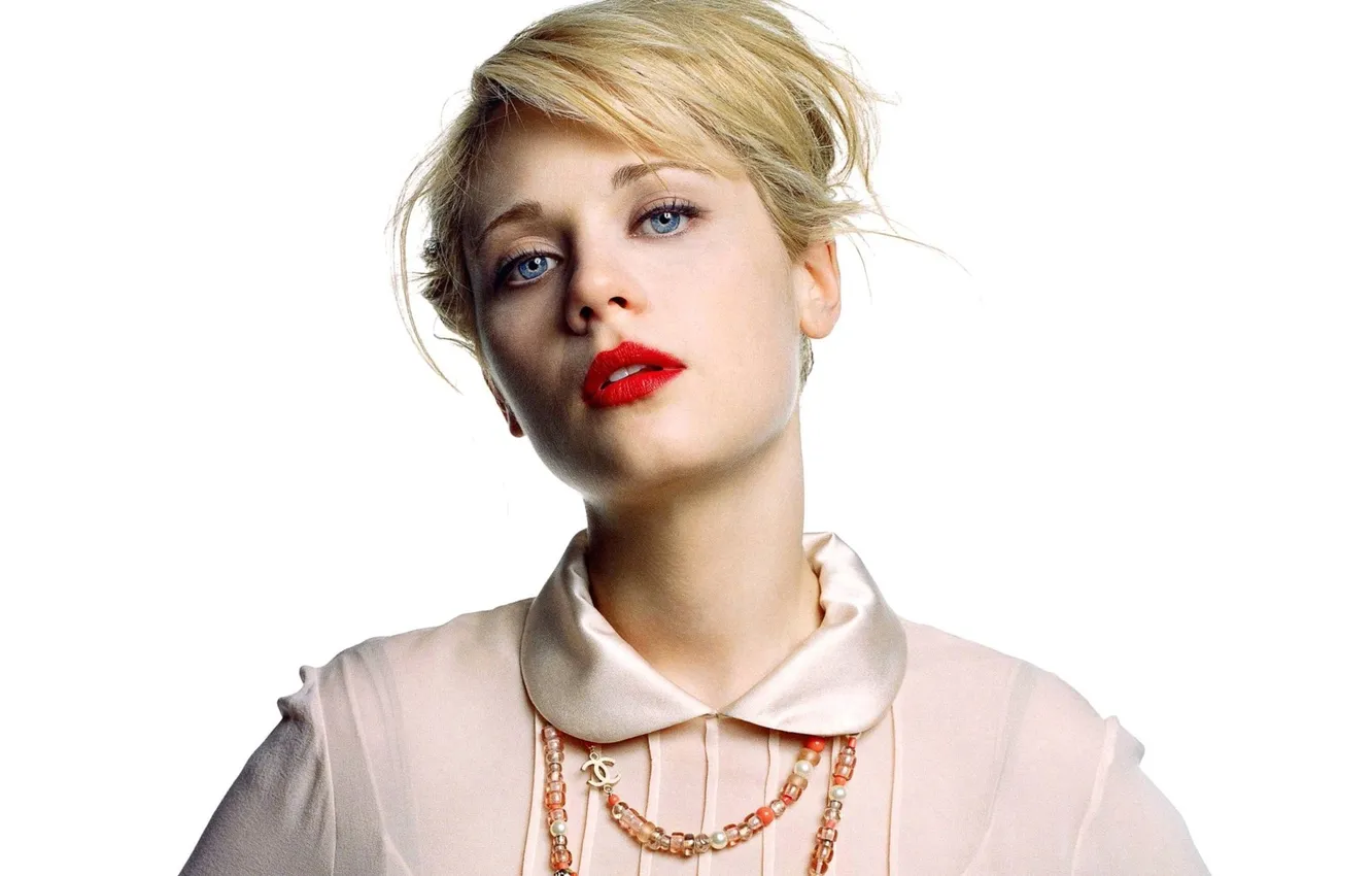 Photo wallpaper look, girl, blonde, beauty, white background, singer, blue eyes, red lipstick