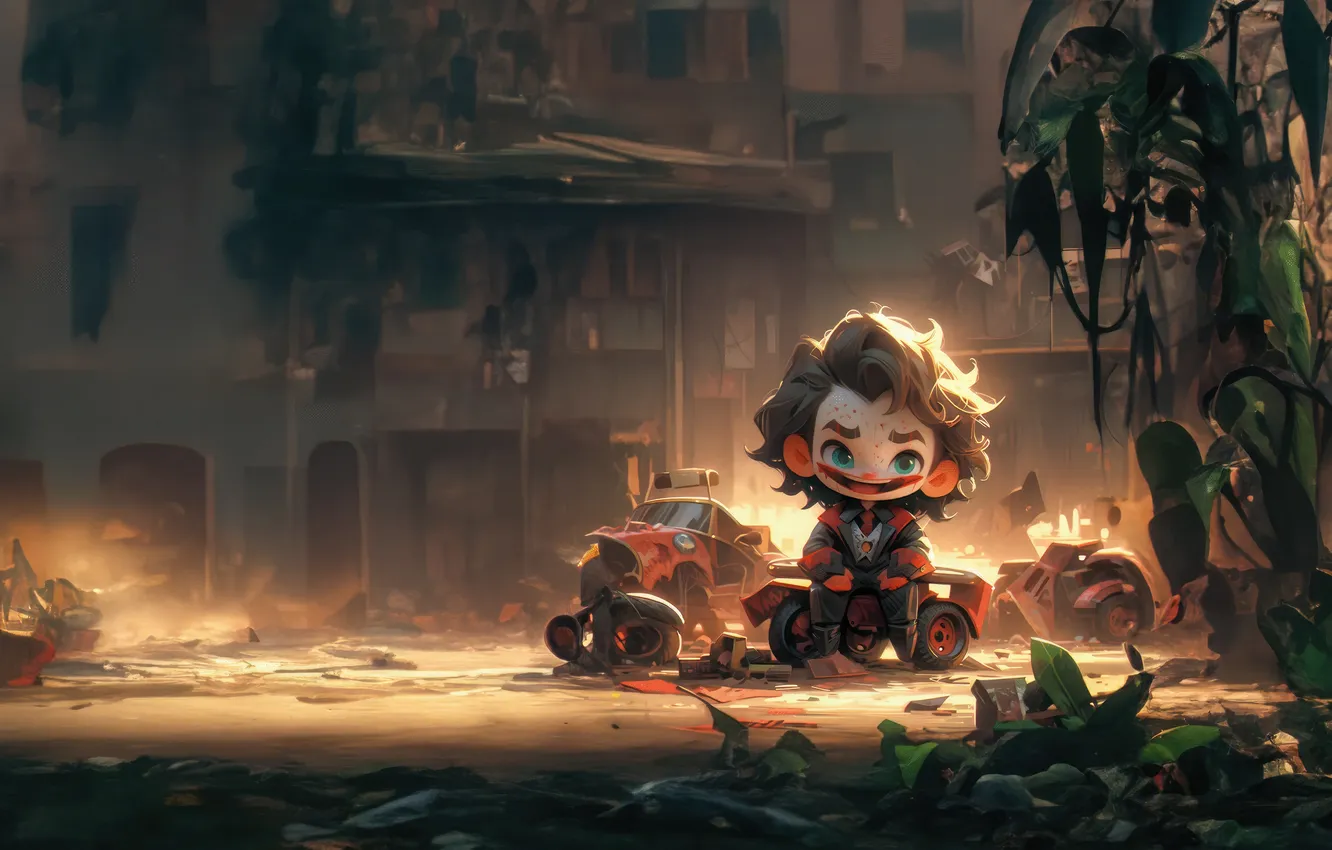 Photo wallpaper chibi, laughs, jokers