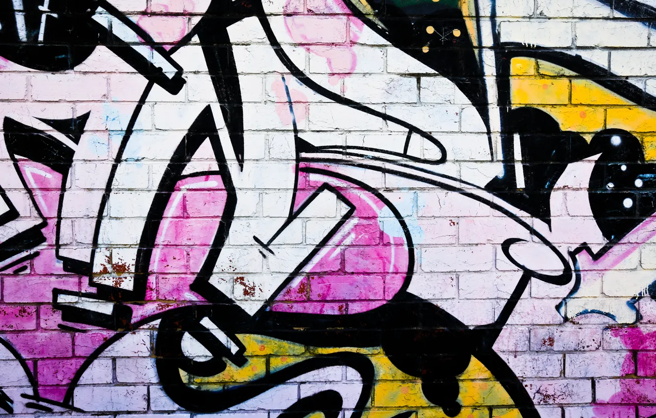 Photo wallpaper colors, wall, graffiti, bricks, paint