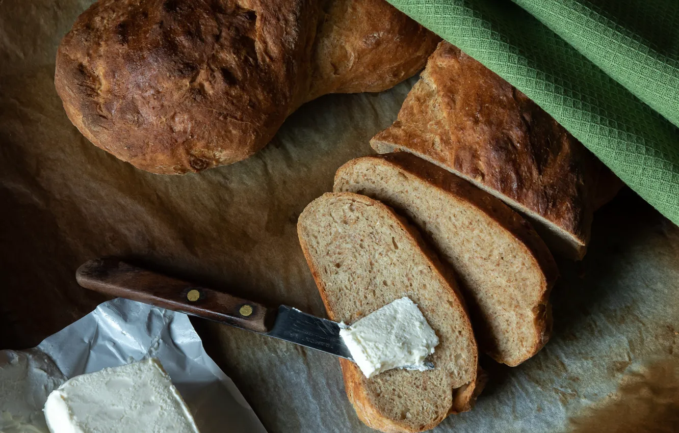 Photo wallpaper oil, bread, sandwiches