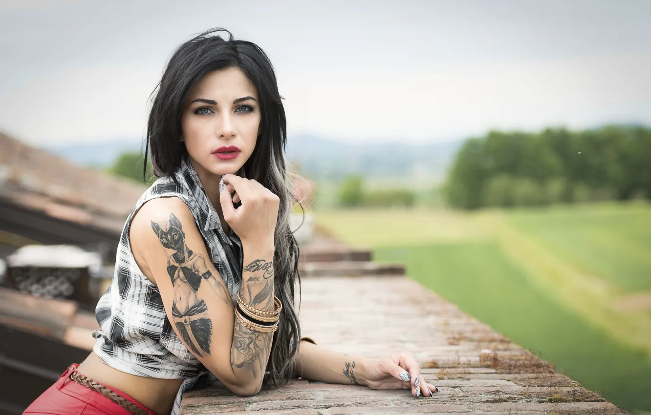 Photo wallpaper face, hair, tattoo, beauty, Marina