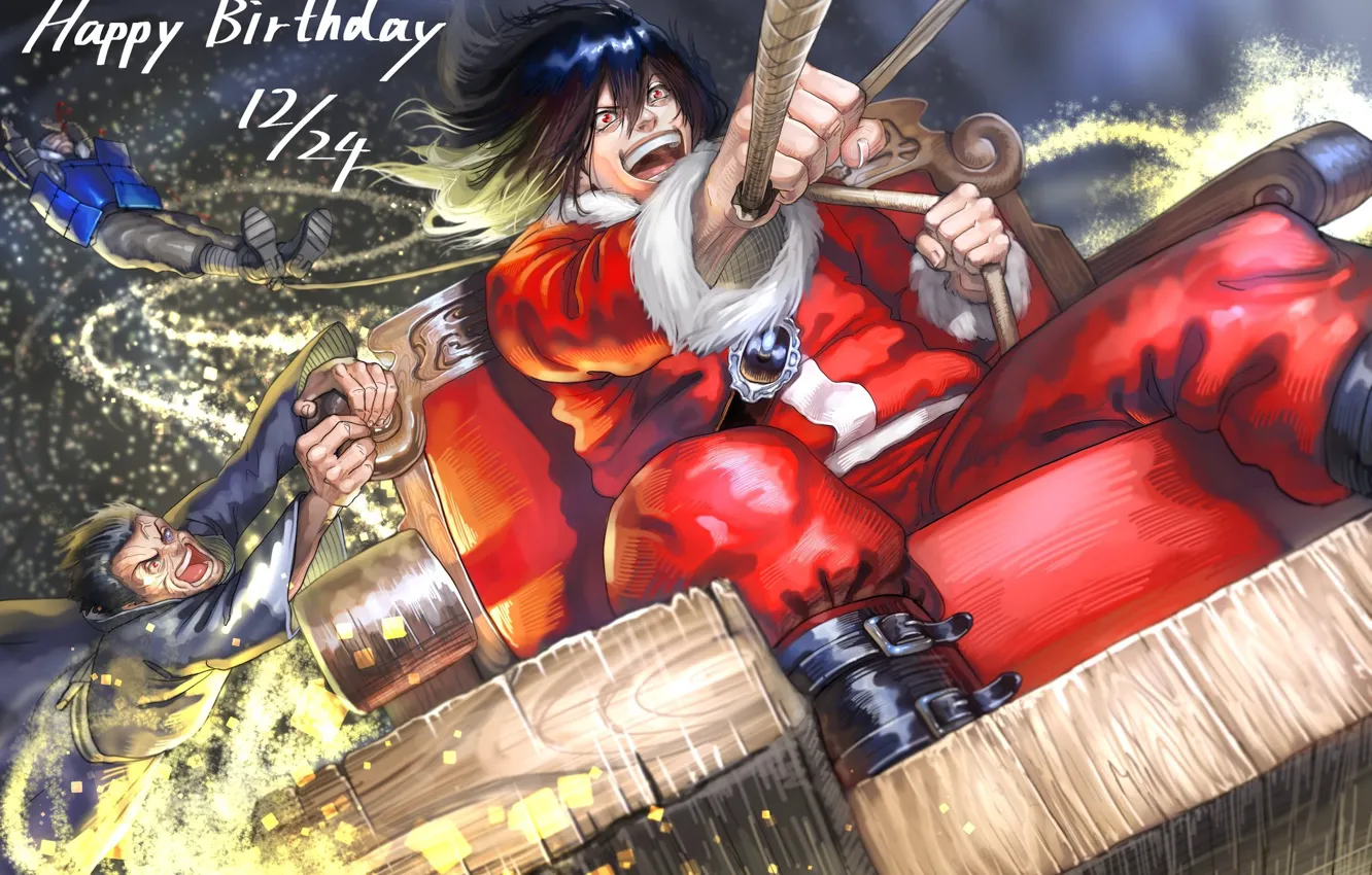 Photo wallpaper humor, Christmas, sleigh, Naruto, Naruto, the trick, Power Uchiha, Madara Uchiha