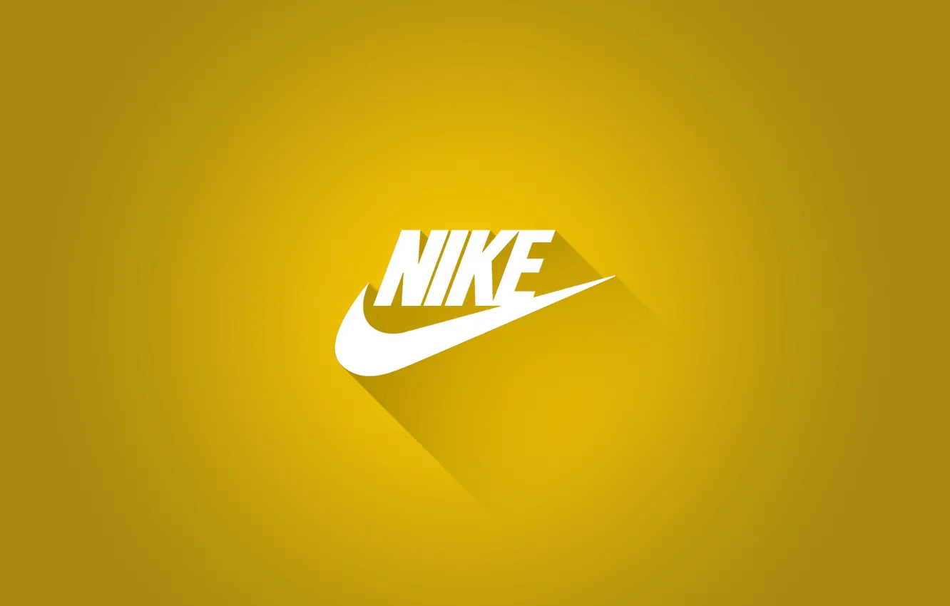 Photo wallpaper Logo, Shadow, Nike, Nike, Sports brand, Yellow background