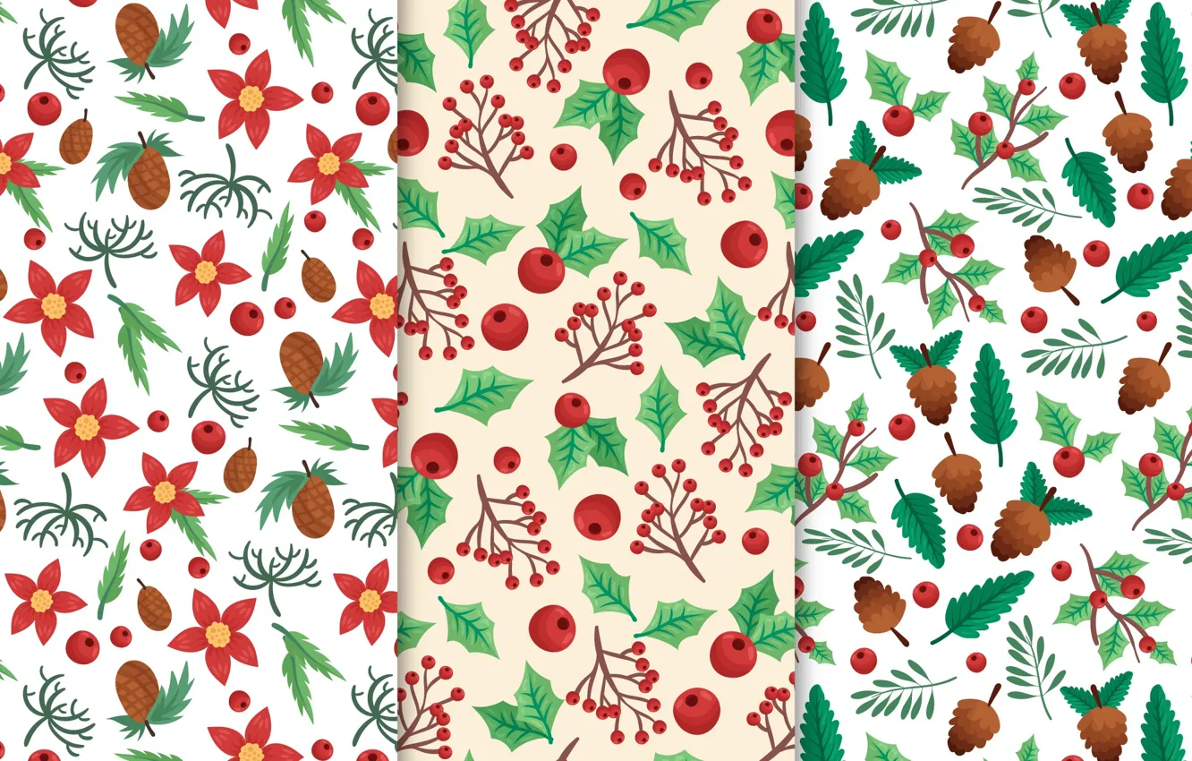 Photo wallpaper pattern, background, floral, texture, white, sprig, Christmas