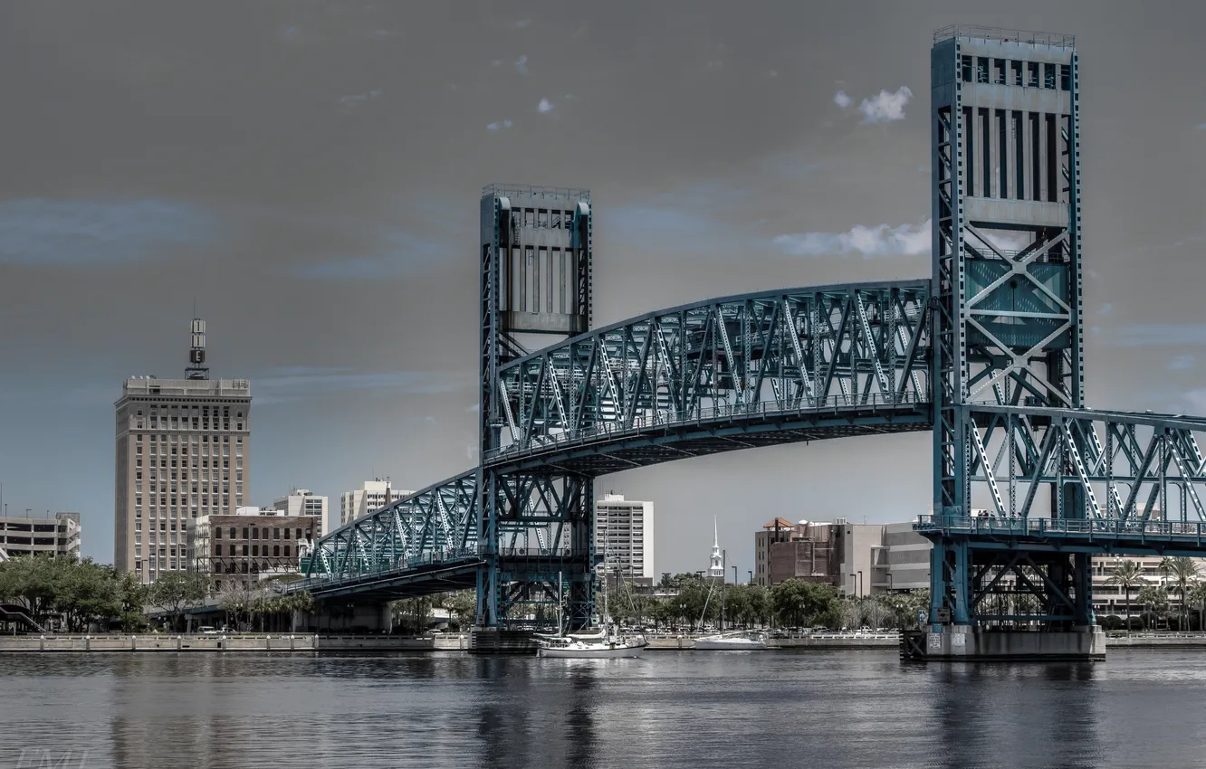 Photo wallpaper bridge, river, FL, Florida, Jacksonville, Main Street Bridge, Jacksonville