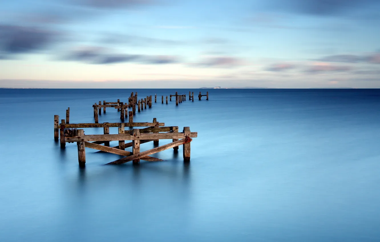 Photo wallpaper sea, landscape, bridge