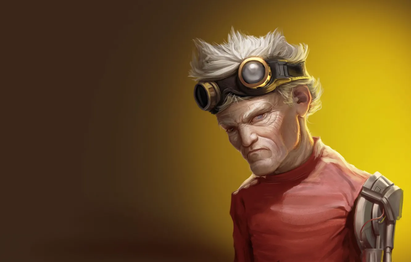 Photo wallpaper look, grandfather, cyborg