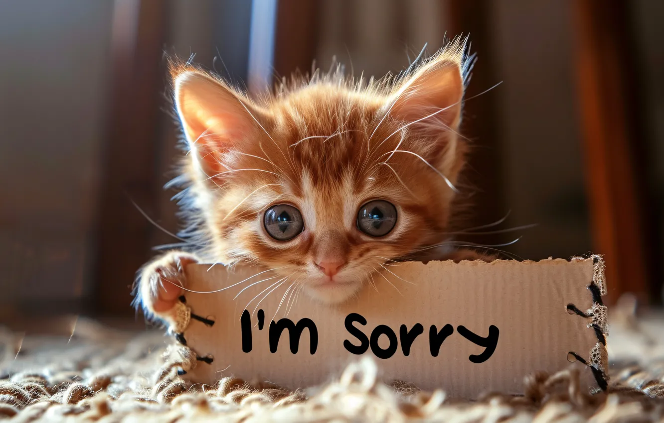 Photo wallpaper cat, look, pose, the inscription, plate, portrait, eyes, legs