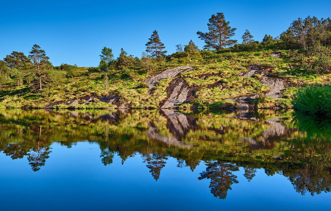 Photo wallpaper lake, surface, reflection, Norway